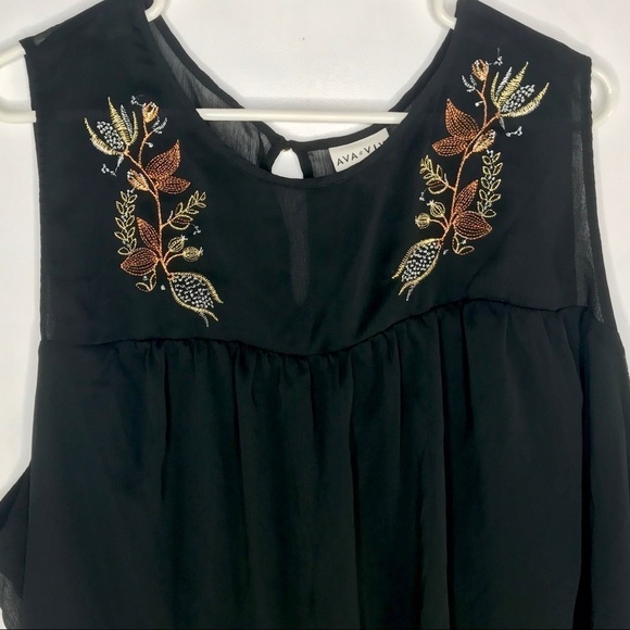 NWT Ava & Viv Black Chiffon Embroidered Top 4x - Picture 5 of 5